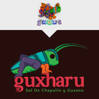 Comparativo de antes y después del logo de Guxharu