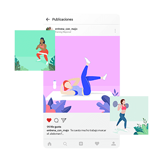 3 Ilustraciones de ejercicios sobre la UI de instagram